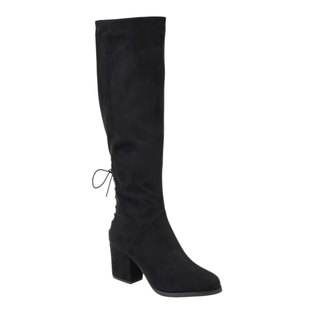 Journee Collection Women's Leeda Extra Wide Calf Lace Up Knee Boots Black Size 6